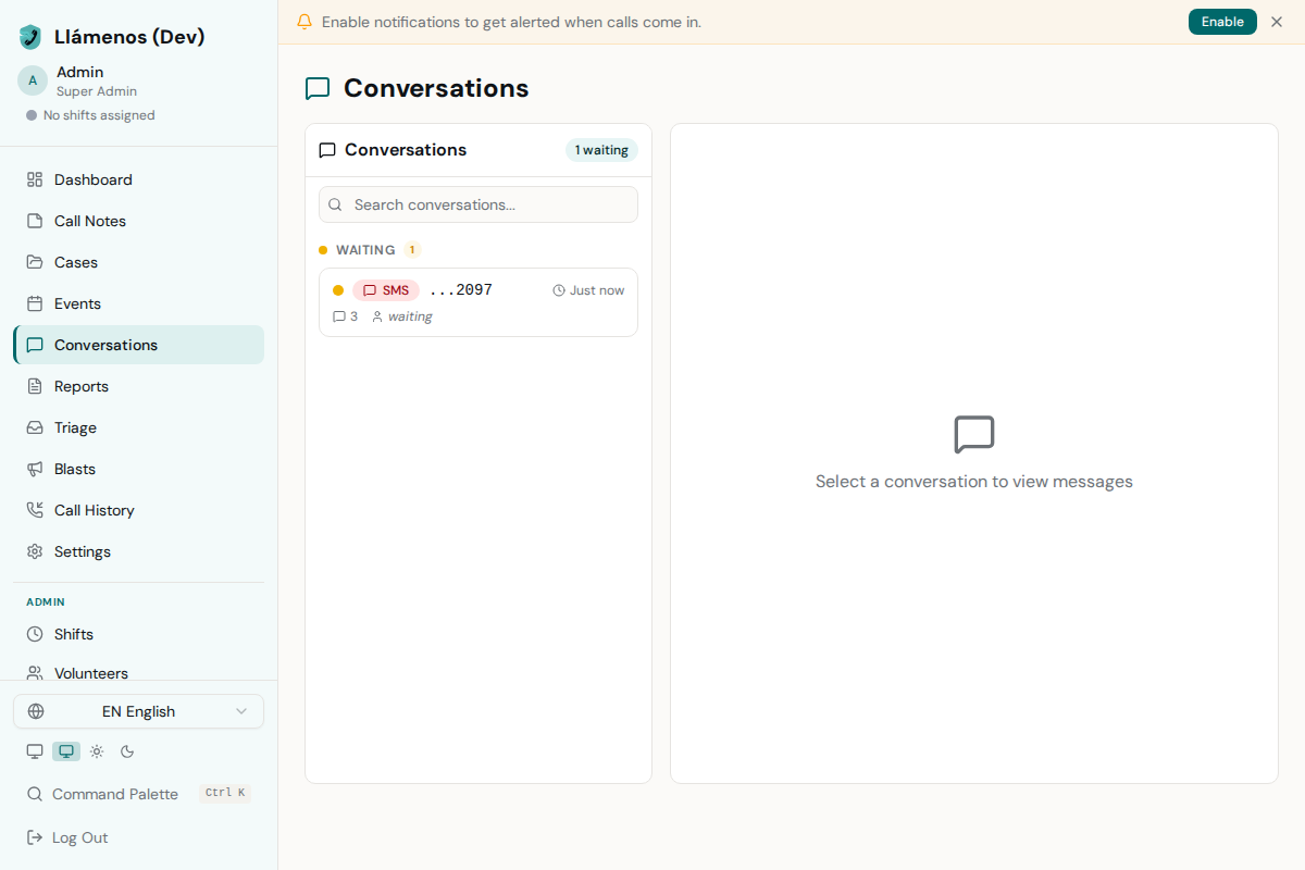 Conversations - Desktop view