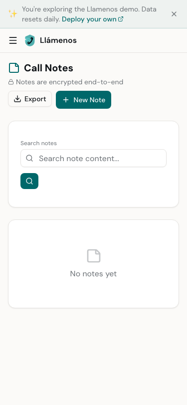 Notes - Mobile view